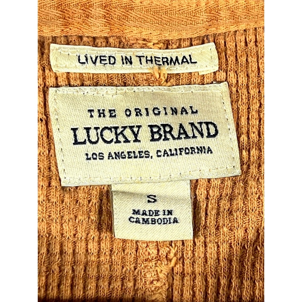 Lucky Brand Mens Lived In Thermal Waffle Knit Shirt Burnt Orange Size Small - Picture 7 of 14